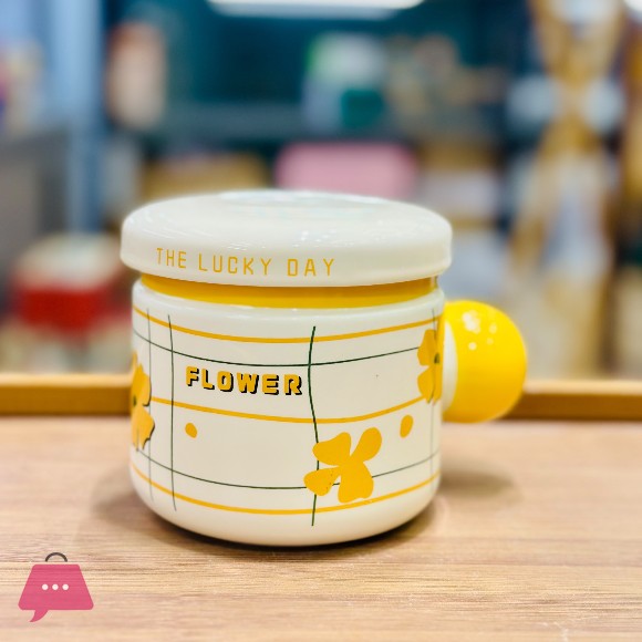 Chunky Round Handle Ceramic Mug with Lid