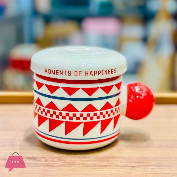 Chunky Round Handle Ceramic Mug with Lid