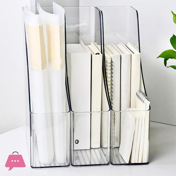 Clear Desktop Bookends Book Magazine Stand Multipurpose Desk Book End Space Saving Desk Book Organizers 8.5x25x30cm