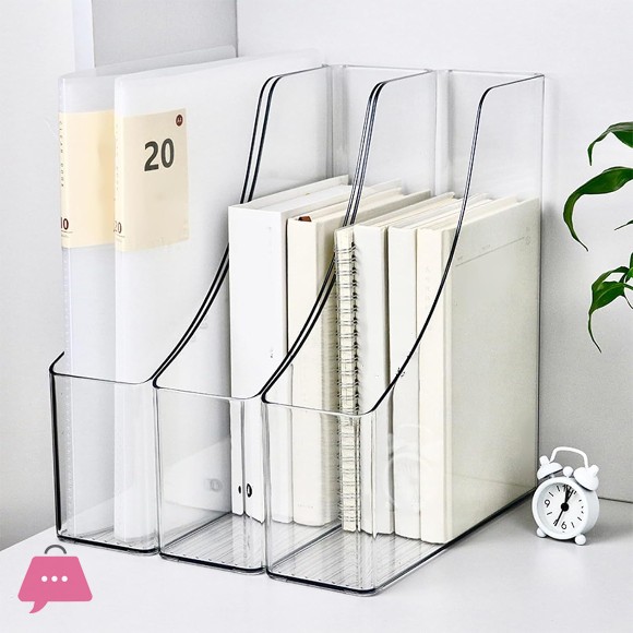 Clear Desktop Bookends Book Magazine Stand Multipurpose Desk Book End Space Saving Desk Book Organizers 8.5x25x30cm