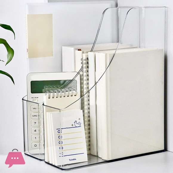 Clear Desktop Bookends Book Magazine Stand Multipurpose Desk Book End Space Saving Desk Book Organizers 8.5x25x30cm