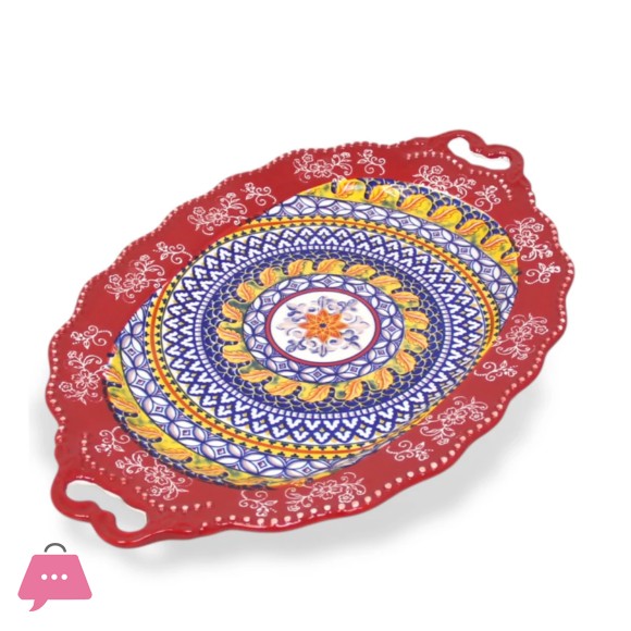 Colourful Ceramic Porcelain Kebab and Mandi Platter Serving Plate - 18 x 11 Inches