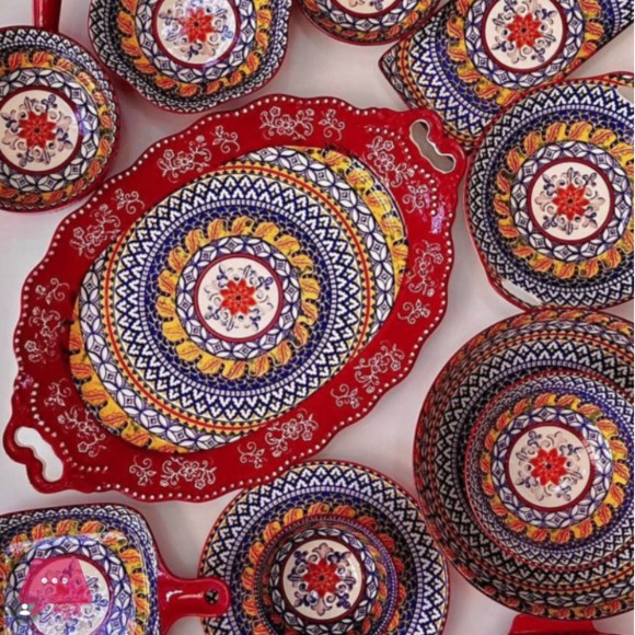 Colourful Ceramic Porcelain Kebab and Mandi Platter Serving Plate - 18 x 11 Inches
