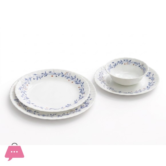 Danny Home Elegant Blue Leaf Pattern 24pcs Dinnerware Set