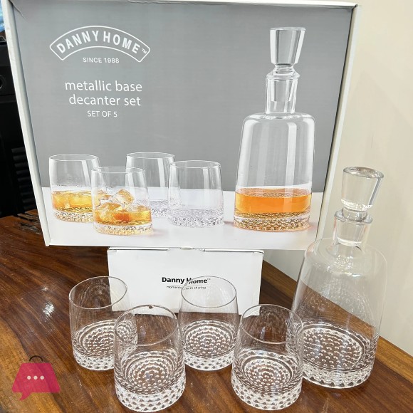 Danny Home Decanter with Lid & 4 Water Glasses Set