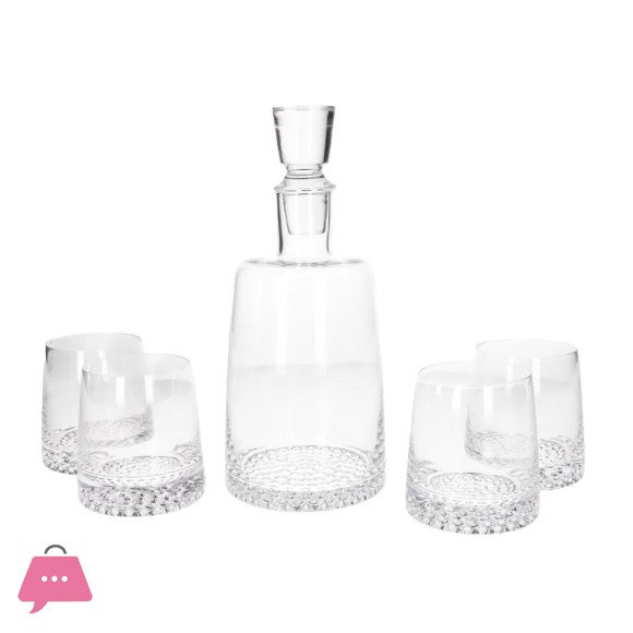 Danny Home Decanter with Lid & 4 Water Glasses Set