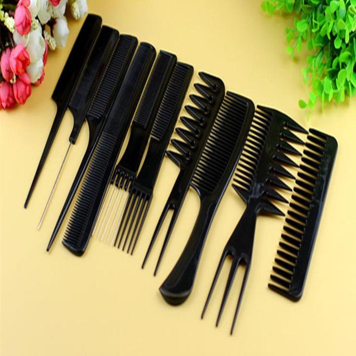 Professional Styling Comb Set Salon Hairdressing Styling Tool Hair Cutting Comb Kit Pack Of 10 Pcs