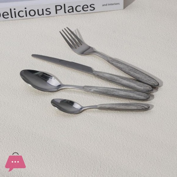 Danny Home 16-Pieces Stainless Steel Elegant Wood Handle Cutlery Set