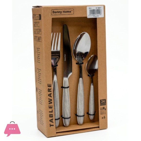 Danny Home 16-Pieces Stainless Steel Elegant Wood Handle Cutlery Set