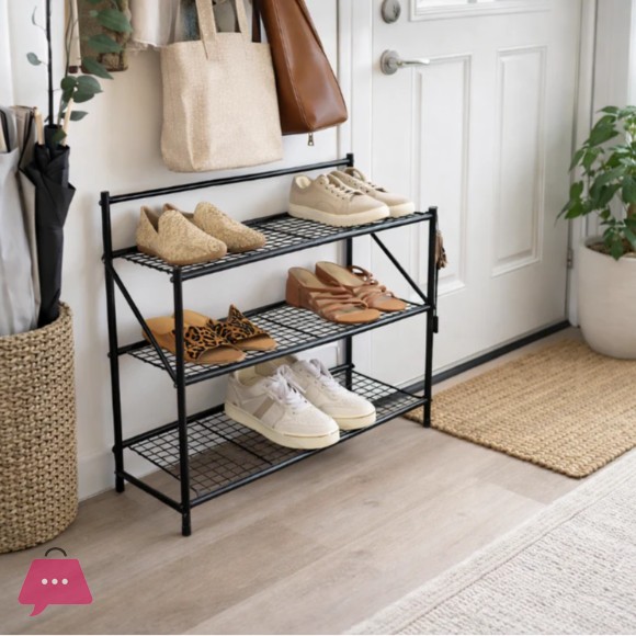 Danny Home 3-Tier Folding Shoe Rack – Space-Saving Shoe Organizer