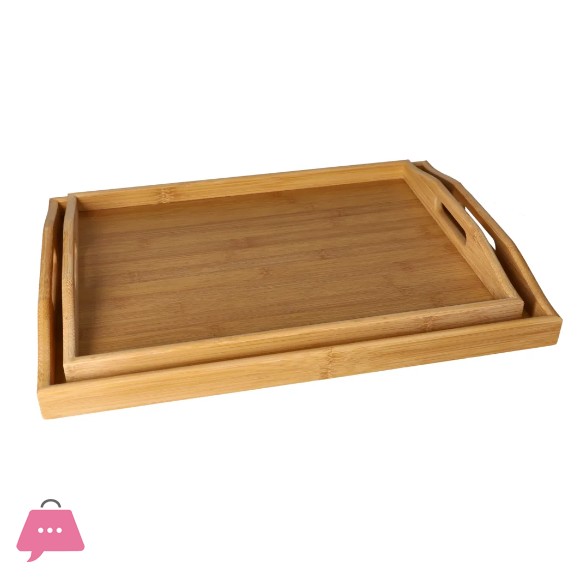Danny Home Bamboo Tea Serving Tray Set 2pcs