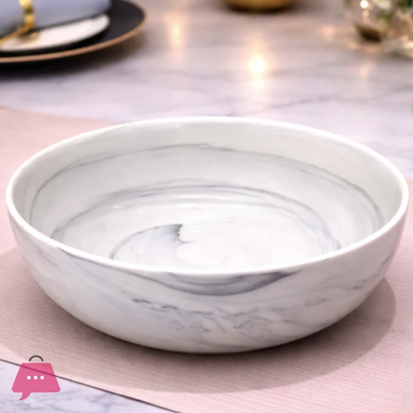 Danny Home Ceramic Marble Swirl Bowl 8 Inch