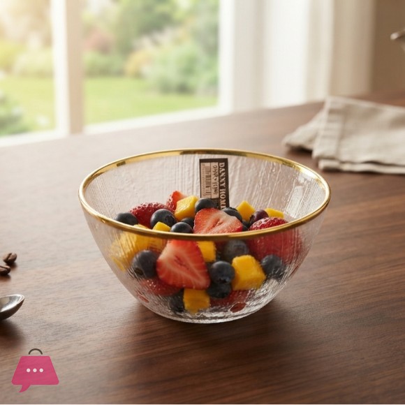 Danny Home Crystal & Gold Rimmed Bowl 6 Inch - 15cm