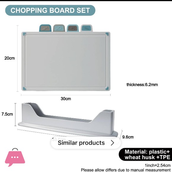 Danny Home Cutting Board Set 4 Pieces Multi-Use with Stand