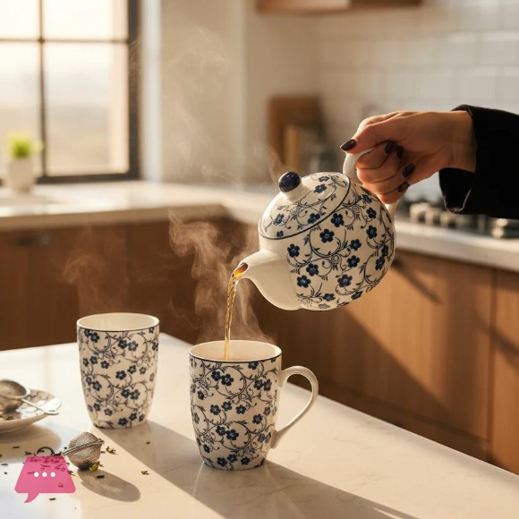 Danny Home Floral Porcelain Tea Pot - 500ml