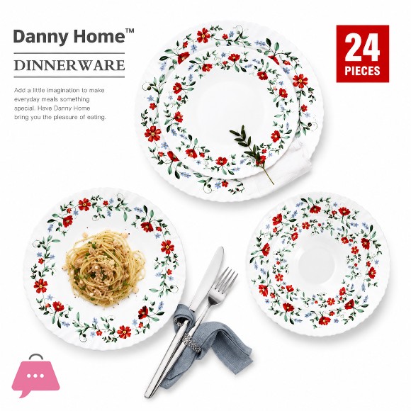 Danny Home Flower Lace Dinner Set of 24 Pcs