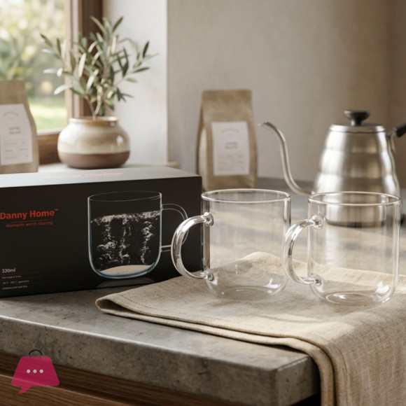 Danny Home Glass Mug 330ml - 2Pcs