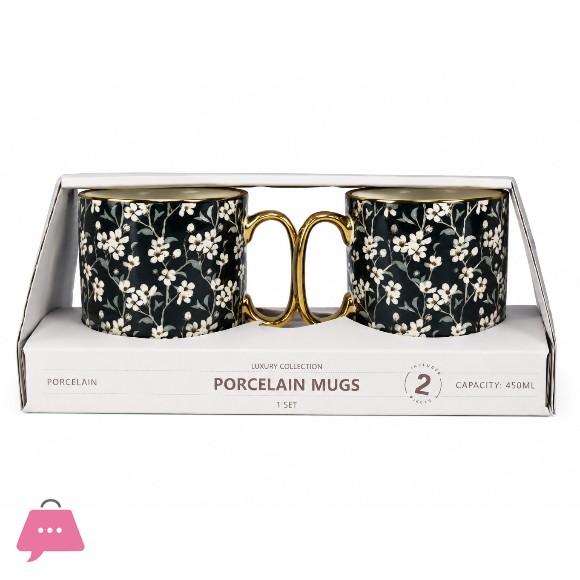 Danny Home Porcelain Coffee Mug Set 310ml - 2Pcs