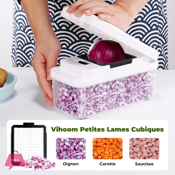 Danny Home Multifunctional Vegetable Cutter, Vegetable Slicer with 2 Interchangeable Blades