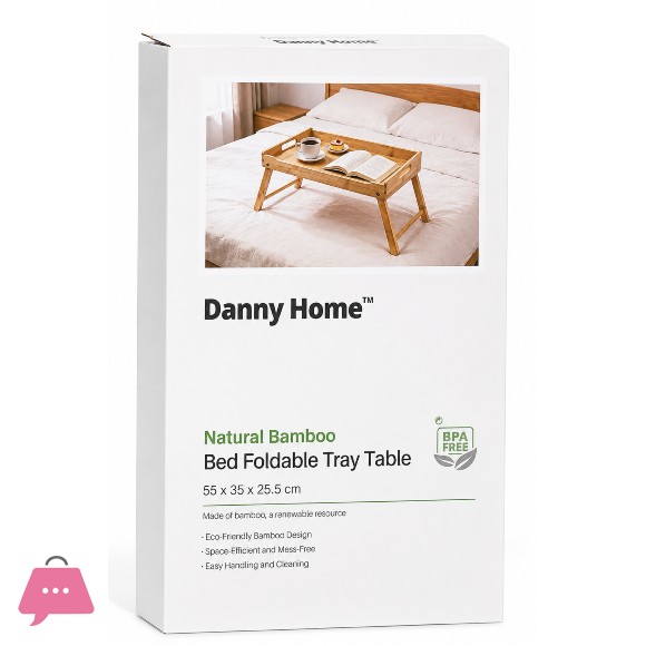 Danny Home Natural Bamboo Bed Foldable Tray Table