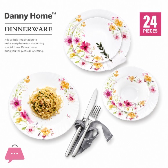 Danny Home Opal Glass Dinner Set 24pcs