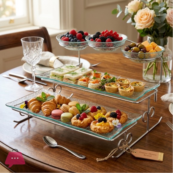 Danny Home Serving Glass Platter Set 4Pcs