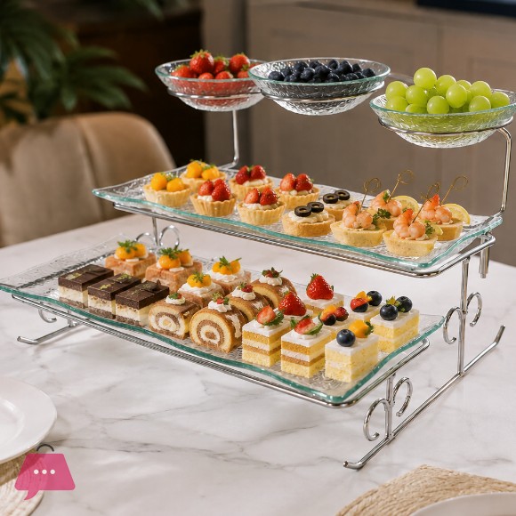 Danny Home Serving Glass Platter Set 6Pcs
