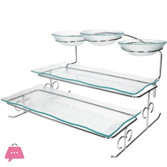 Danny Home Serving Glass Platter Set 4Pcs