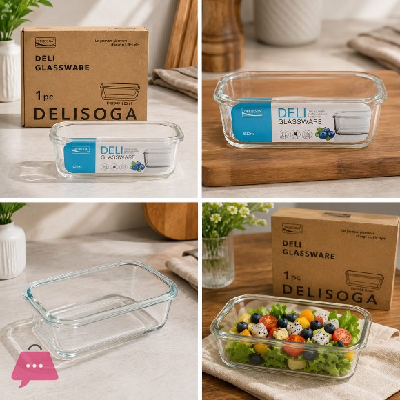 DELISOGA Glassware Rectangle Glass Dish 820ml | EQ1003