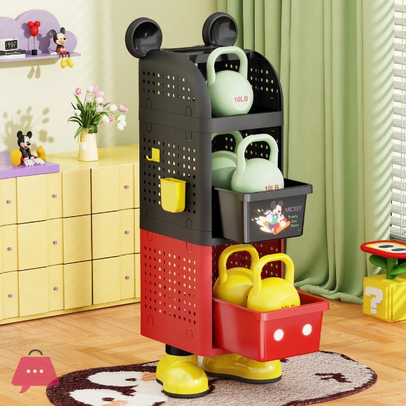 Disney Mickey Mouse School bag Storage Llockers Freestanding Bokshelves and Mmovable Trolley Shelves