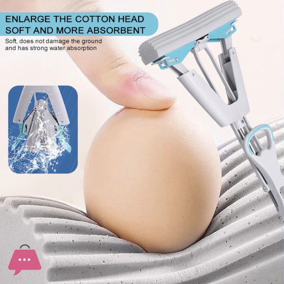 Double Squeeze Floor Sponge Mop – Hands-Free Lazy Cleaning Mop with Super Absorbent Sponge