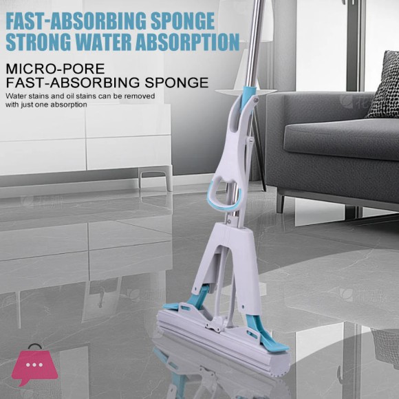 Double Squeeze Floor Sponge Mop – Hands-Free Lazy Cleaning Mop with Super Absorbent Sponge