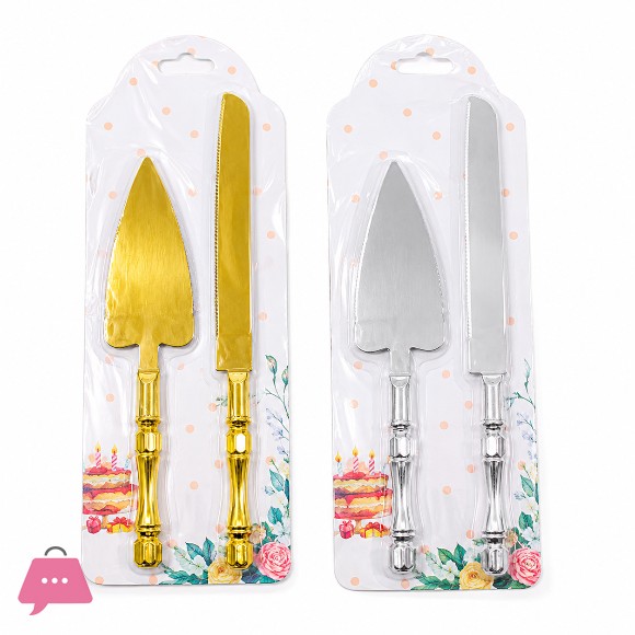 Elegant Cake Serving Set with a luxurious Silver & Gold handles