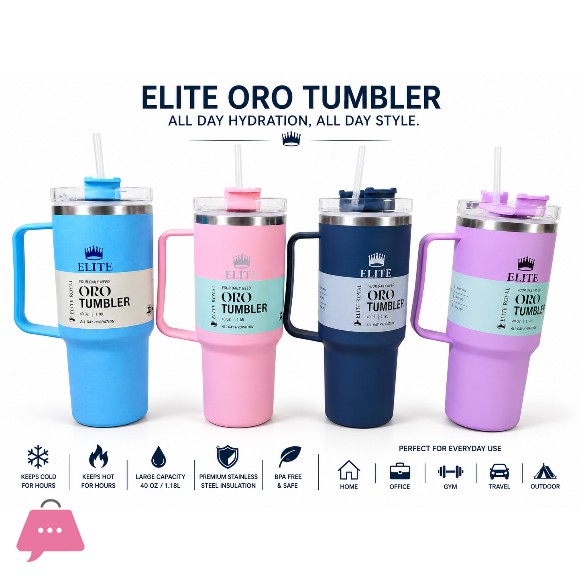 Elite Royal ORO Tumbler with Handle & Straw