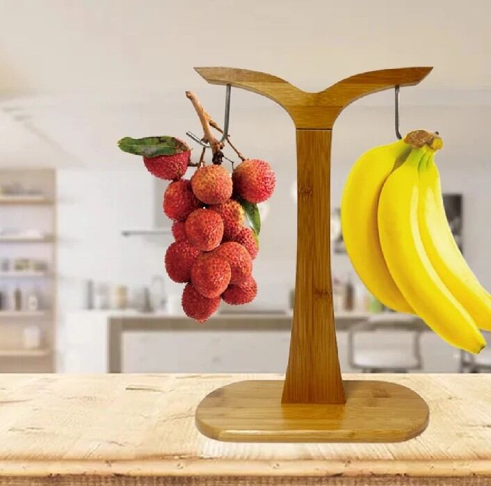 Wooden Banana Holder Stand for Kitchen Home Office Countertop Fruit Hanger Durable Stylish