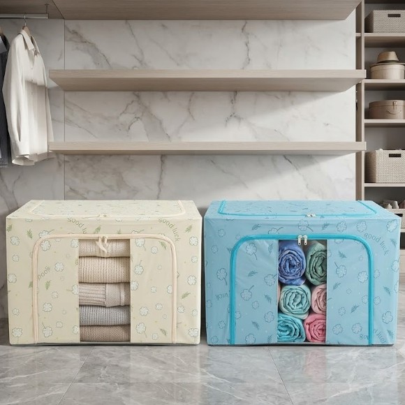 Foldable Clothes Storage Box 100- Litre Capacity