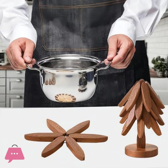Foldable Wooden Tree Trivet for Hot Dishes/Pot/Bowl/Teapot