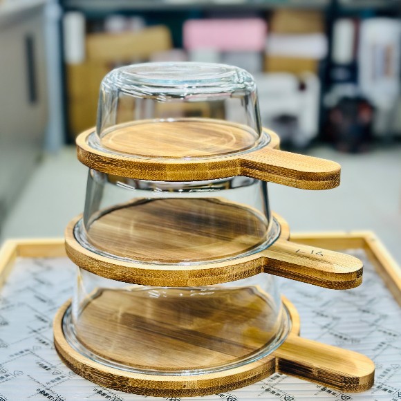 Glass Dish with Lid Bamboo Serving Platter