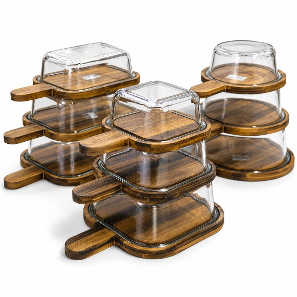 Glass Dish with Lid Bamboo Serving Platter