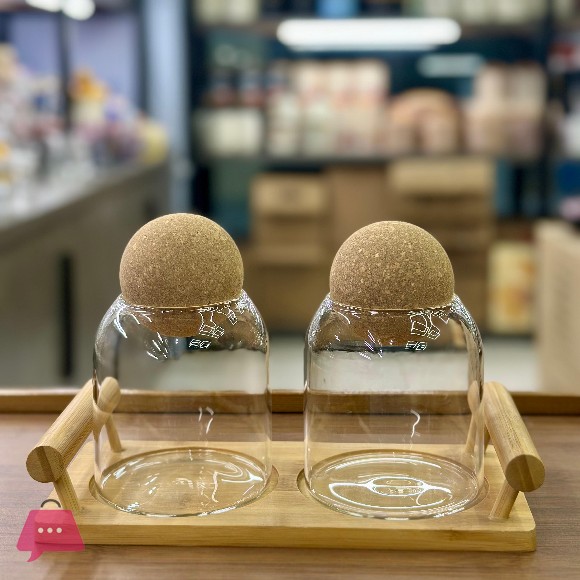 Glass Jar with Ball Cork Lid Decorative Round Jars with Stand