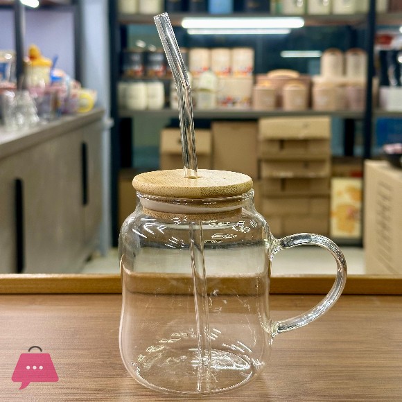 Glass Tumbler with Straw and Lid Drinking Glasses Iced Coffee Cup Glass for Smoothie Soda Tea