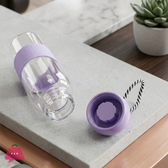 Glass Water Bottle 360ml Exclusive Silicone Grip
