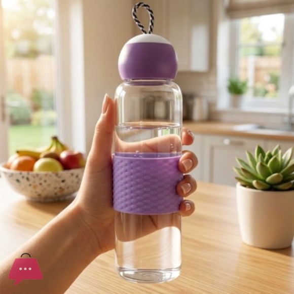Glass Water Bottle 360ml Exclusive Silicone Grip