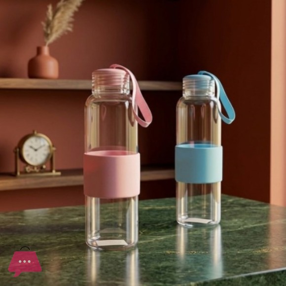 Glass Water Bottle 360ml Silicone Grip