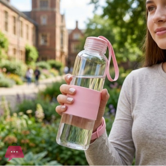 Glass Water Bottle 360ml Silicone Grip