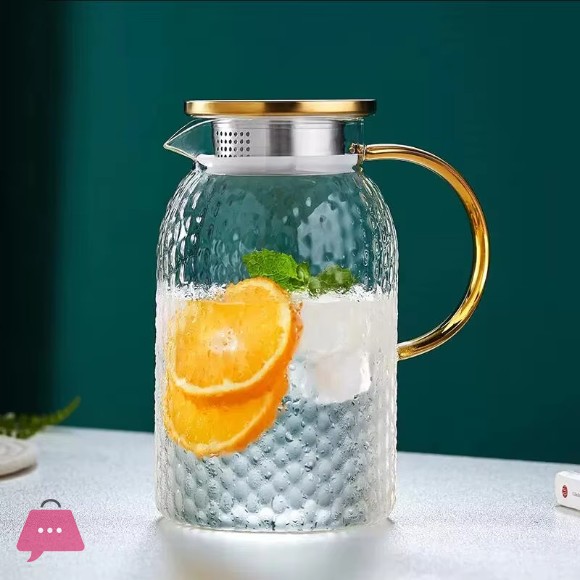 Heat Resistant Glass Water Jug 1.2L-1.5L with Stainless Steel Lid