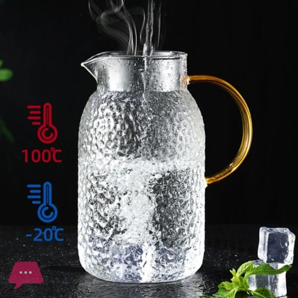 Heat Resistant Glass Water Jug 1.2L-1.5L with Stainless Steel Lid