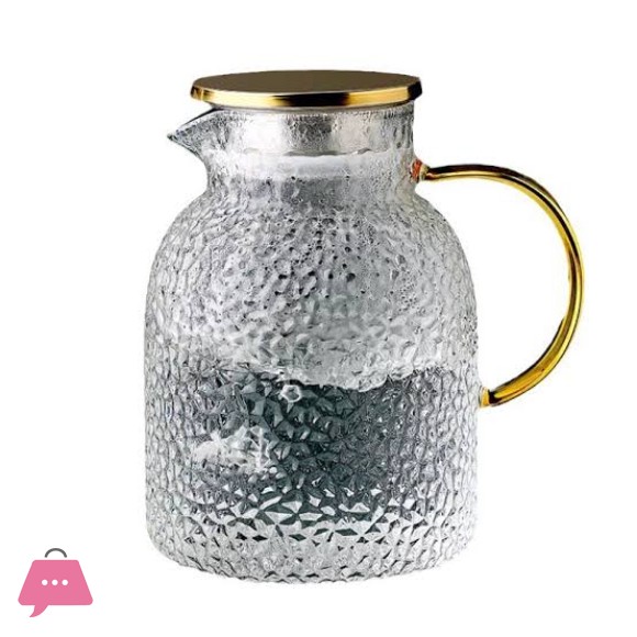 Heat Resistant Glass Water Jug 1.2L-1.5L with Stainless Steel Lid