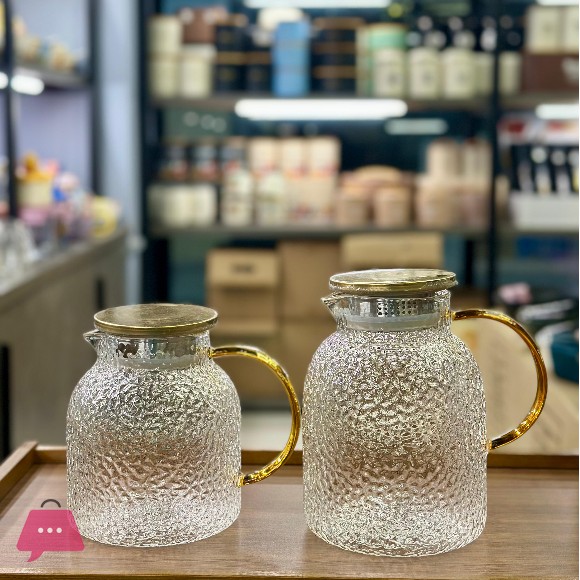 Heat Resistant Glass Water Jug 1.2L-1.5L with Stainless Steel Lid