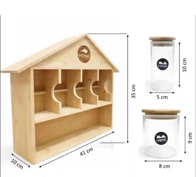 home-bamboo-wooden-house-shaped-glass-jars---9-piece